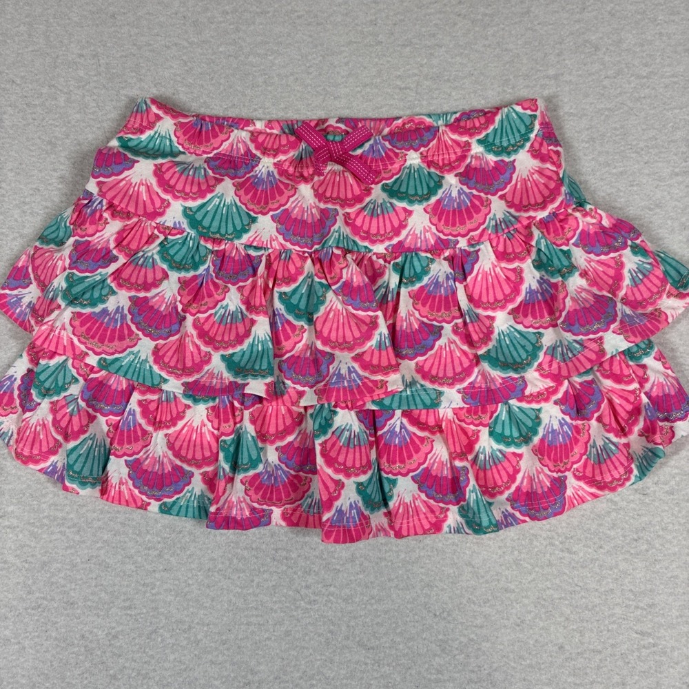 Tommy Bahama Skort Girls Medium 7/8 Pink Seashell Print Ruffle Beach Vacation